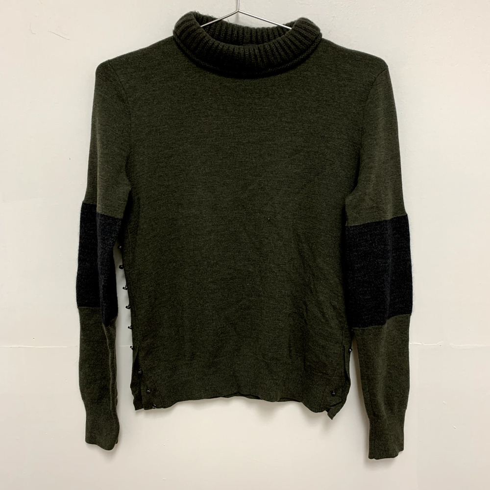 Belstaff Wool Mockneck Pullover Knit Sweater Green Italian Size Small